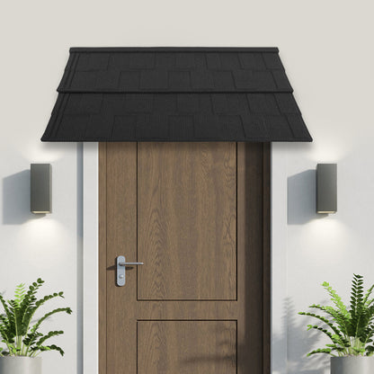 2pcs Metal Tile Shaped Awnings | Black, Window Awnings by NaMaSyo, Size 134*42CM