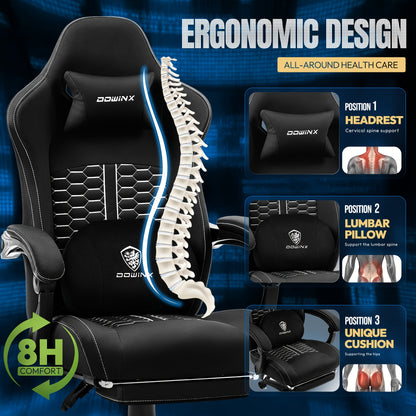 Gaming Chair with Lumbar Support, High-Quality Gaming Chair with Pocket Spring Seat Cushion and Footrest, Adult Gaming Chair, High-Back Computer Chair, Suitable for Office, Bedroom, and Gaming Scenarios