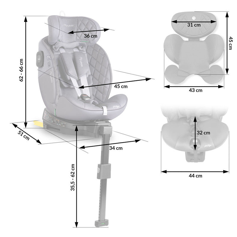 Autostoeltje – Kinderzitje – Autozitje – Zitverhoger – Groeistoel – ISOFIX Bevestiging – 360° Draaibaar – Geschikt 0-12 Jaar (40-150 cm)