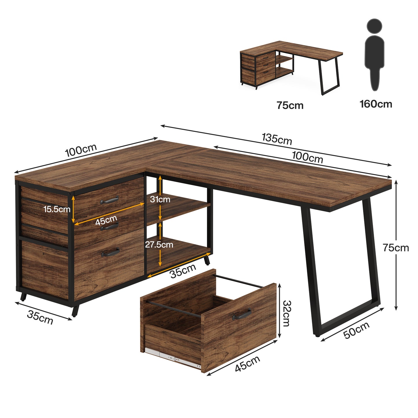 Ronde Eettafel – Ronde Tafel – Eetkamertafel – Keukentafel – Tafel Met Lade – Wit – 120 cm Diameter – Met Metaal Onderstel – Inclusief Opberglade