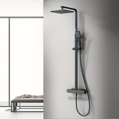 Douche Set Zwart – Douchepaneel – Regendouche – Handdouche – Buitendouche – Roestvrij Staal – Dubbele Wateruitlaat – Strak Modern Design