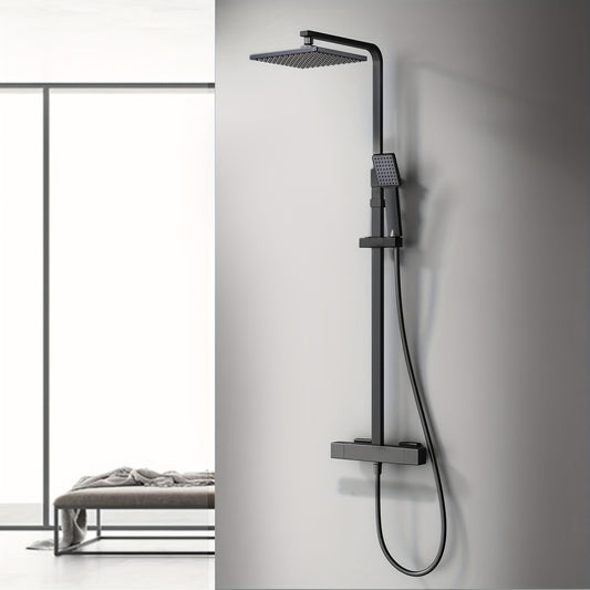 Douche Set Zwart – Douchepaneel – Regendouche – Handdouche – Buitendouche – Roestvrij Staal – Dubbele Wateruitlaat – Strak Modern Design
