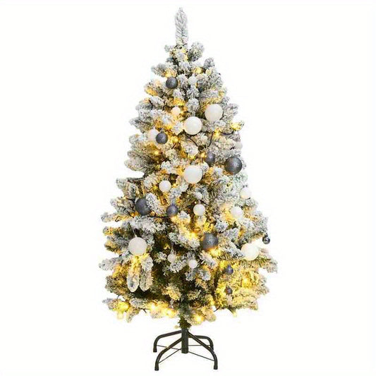 Kunstkerstboom – Kunstmatige Kerstboom – Opvouwbare Kerstboom – Vooraf Versierde Kerstboom – PE PVC Kerstboom – 150 cm Hoog – Inklapbaar Metalen Standaard – 150 Kleurrijke Kerstballen
