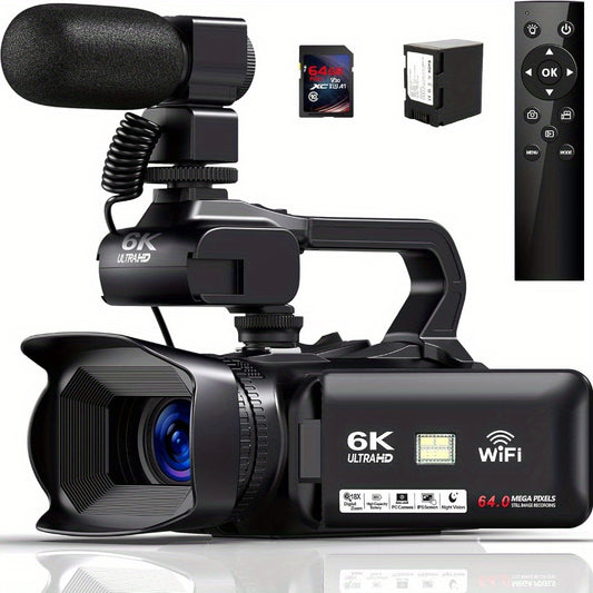 6K Camcorder – Videocamera – Filmcamera – Digitale Camera – Vlogcamera – 64MP Foto’s – 18x Digitale Zoom – 10,16 cm Touchscreen – Lange Batterijduur – Wifi Connectiviteit