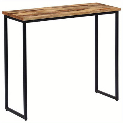 Wall Table Made of Solid Recycled Teak Wood, Measuring 90X30X76 Cm, Standing Shelf