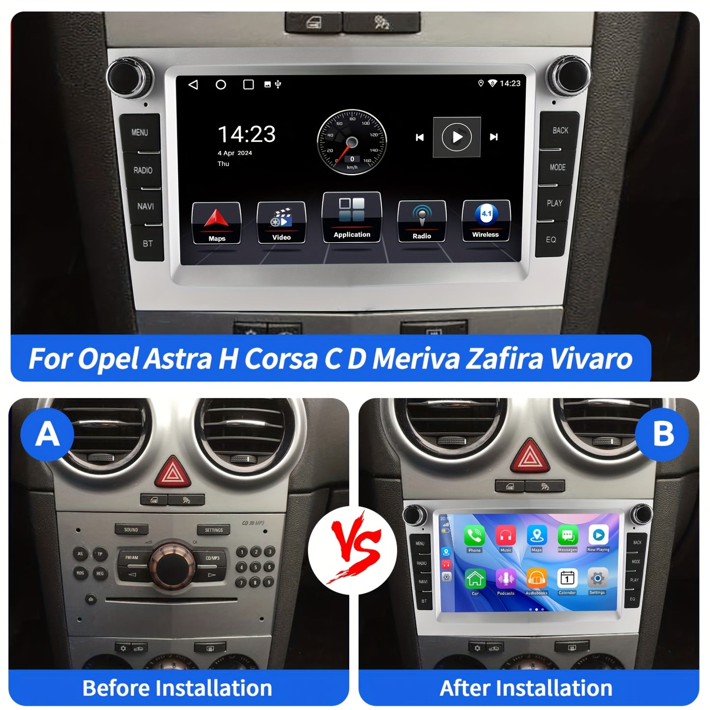Android Autoradio – Auto Radio – Multimedia Speler – Navigatiesysteem – 2 DIN Headunit – 7 Inch IPS Touchscreen – Android 14 met 4GB RAM & Draadloze CarPlay