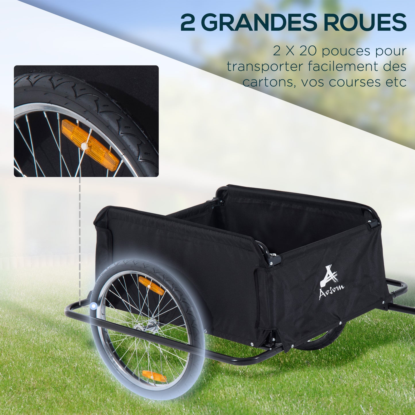Fietskar – Fietsaanhanger – Bagagekar – Transportkar – Aanhangwagen – Max. 40 kg Belastbaar – Afneembare Waterdichte Hoes