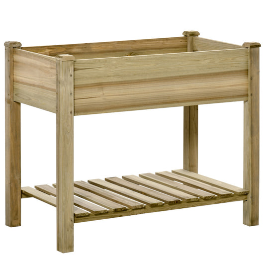 Hoogte Tuinbak – Verhoogde Plantenbak – Tuinbak Hout – Kruidenbak – Balkontuinbak – Weerbestendig Hout – Afmeting 91x51x76 cm – Inclusief Opbergruimte