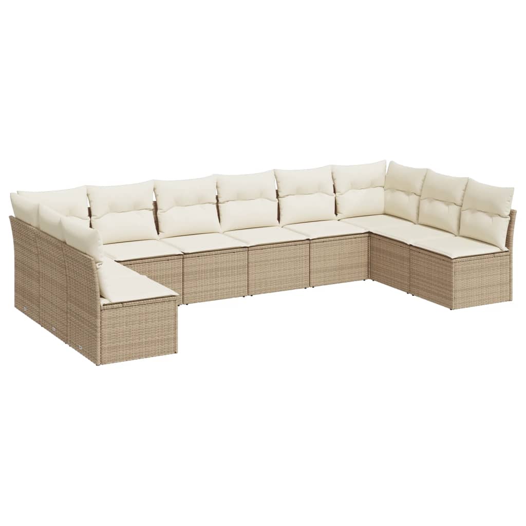 Loungeset – Loungesets – Tuinset – Buitenmeubel – Loungebank – Modulair Design – Onderhoudsvriendelijk PE-Rattan – Zonder Tafel – Beige & Crème Kussens