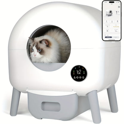 Zelfreinigende Kattenbak – Automatische Kattenbak – Smart Kattenbak – Zelfreinigend Kattenbak – Hygiënische Kattenbak – 90 Liter Inhoud – App-bediening & Veiligheidssensor