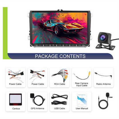 Android Autoradio – Car Multimedia Systeem – Android Stereo – Auto Headunit – GPS Navigatie – 9 Inch HD Touchscreen – Draadloze CarPlay & Android Auto – Inclusief AHD Achteruitrijcamera
