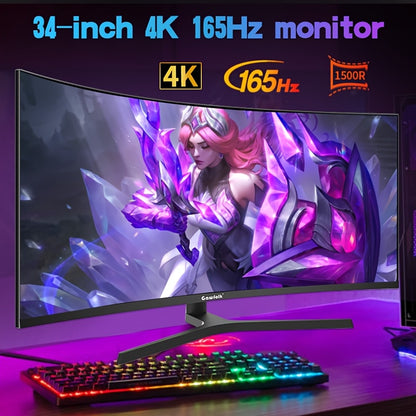Ultrascherp Beeldscherm – Curved Monitor – Ultrawide Scherm – Gaming Monitor – Computerscherm – 34 Inch – 3440x1440 Resolutie – 165Hz Verversingssnelheid