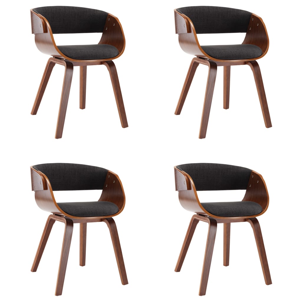 Eetkamerstoel – Eettafelstoel – Keukenstoel – Stoel – Kuipstoel – Set van 4 – Zachte Grijze Stof – Duurzaam Houten Frame