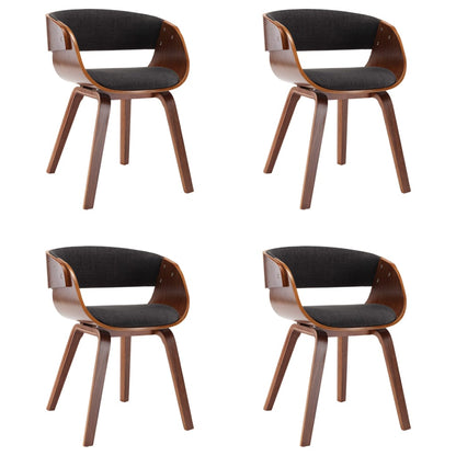Eetkamerstoel – Eettafelstoel – Keukenstoel – Stoel – Kuipstoel – Set van 4 – Zachte Grijze Stof – Duurzaam Houten Frame