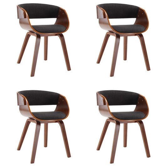 Eetkamerstoel – Eettafelstoel – Keukenstoel – Stoel – Kuipstoel – Set van 4 – Zachte Grijze Stof – Duurzaam Houten Frame