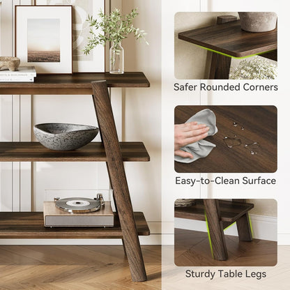 Sidetable – Consoletafel – Wandtafel – Haltafel – Sofa tafel – Smal ontwerp met 3 open planken – Duurzaam houtlook materiaal