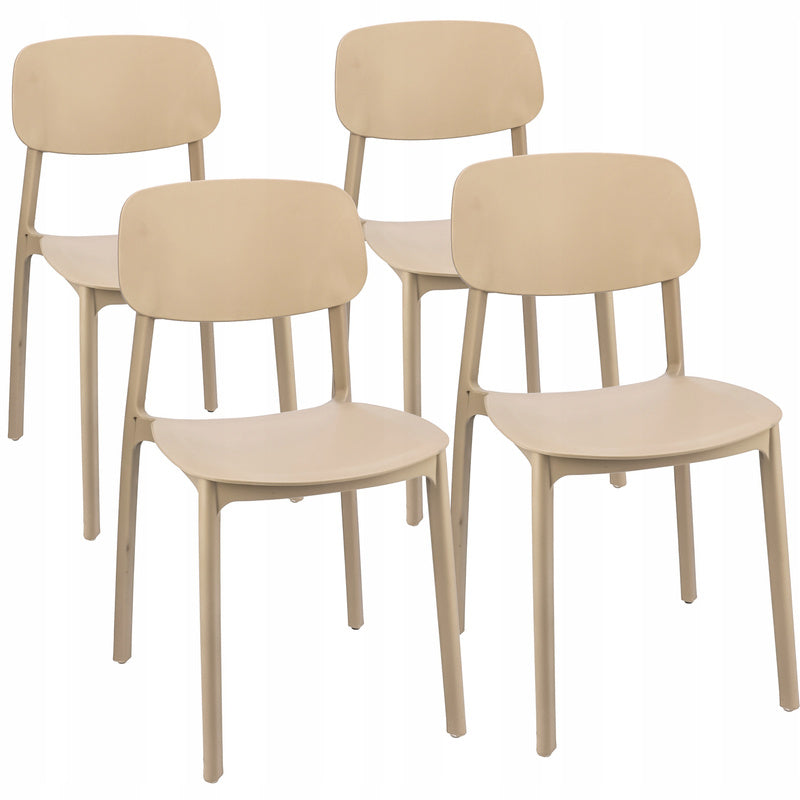 Stoel – Stoelenset – Eetkamerstoel – Tuinstoel – Werkstoel – Set Van 4 Beige Stoelen – Weerbestendig Polypropyleen – Max 120 kg Belastbaar