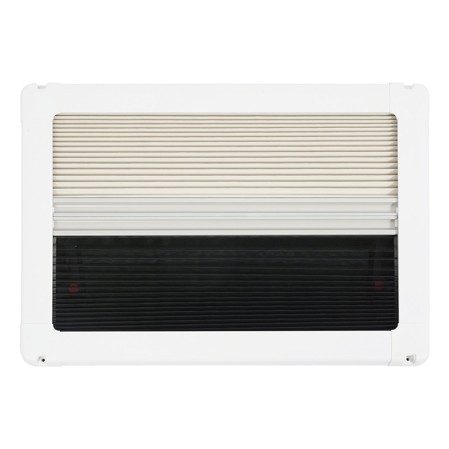 Uitzetraam Camper – Caravanraam – Ventilatieraam – Inzetraam – Raam Met Hor – Aluminiumlegering – Gehard Glas – Zonnescherm – Push-Out Design – 50x35 cm – Wit/Zwart