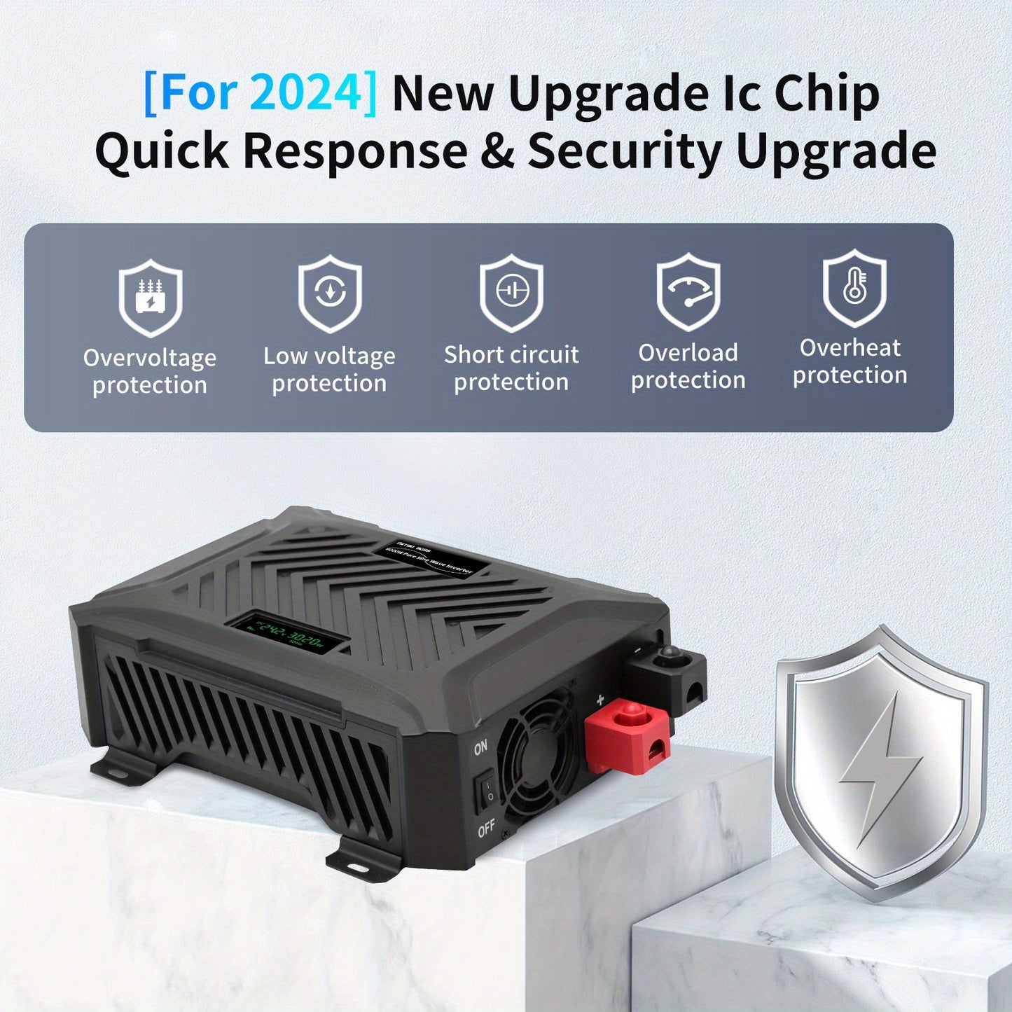 Omvormer – Spanningsomvormer – Stroomomzetter – Inverter – Converter – 24V Automatische Voltageherkenning – 3000W Zuivere Sinusgolf Output