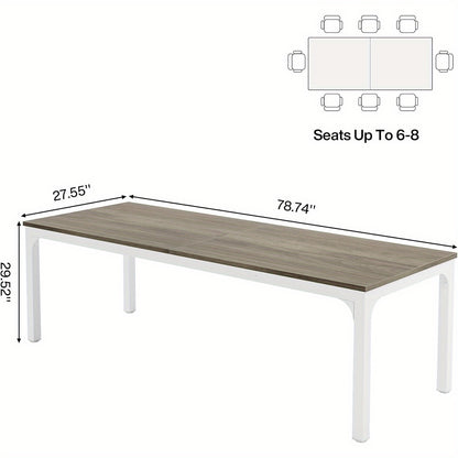 Vergadertafel – Bureautafel – Kantoortafel – Overlegtabel – Seminartafel – Licht Eiken – Metalen Frame – 198,12 cm – Krasbestendig