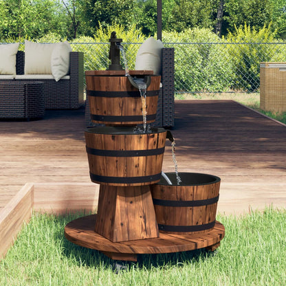 Waterfontein – Tuinfontein – Buitenfontein – Tuindecoratie – Vijverornament – Massief Vurenhout – Inclusief Waterpomp en Wielen – 55x55x80 cm