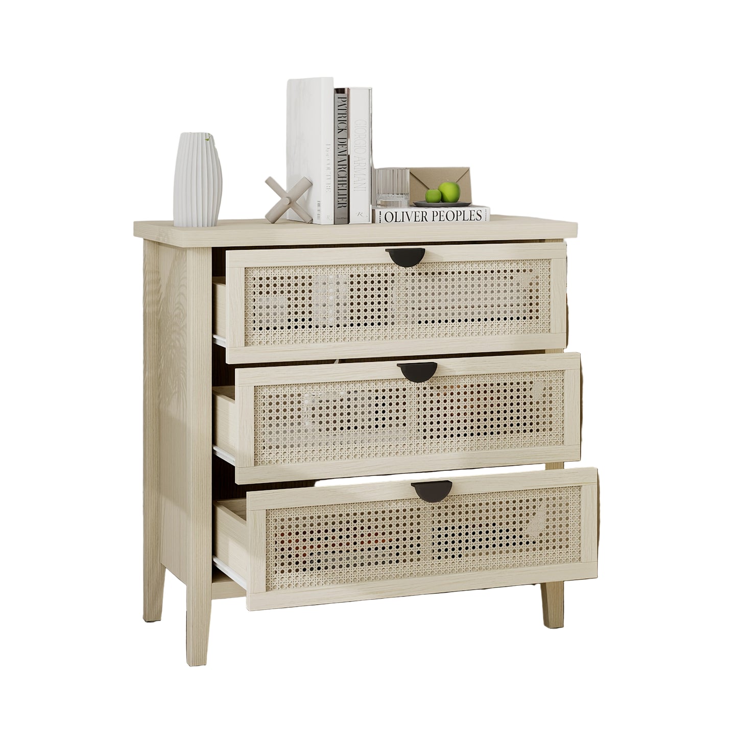Opbergkast – Opbergmeubel – Ladeblok – Bergkast – Kast met Laden – Wit Bamboo – Duurzaam Natuurlijk Materiaal – 80 cm Hoog – Vrijstaand Met Vloerbescherming