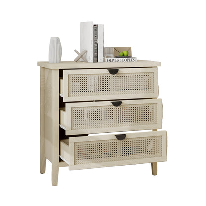 Opbergkast – Opbergmeubel – Ladeblok – Bergkast – Kast met Laden – Wit Bamboo – Duurzaam Natuurlijk Materiaal – 80 cm Hoog – Vrijstaand Met Vloerbescherming