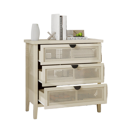 Opbergkast – Opbergmeubel – Ladeblok – Bergkast – Kast met Laden – Wit Bamboo – Duurzaam Natuurlijk Materiaal – 80 cm Hoog – Vrijstaand Met Vloerbescherming