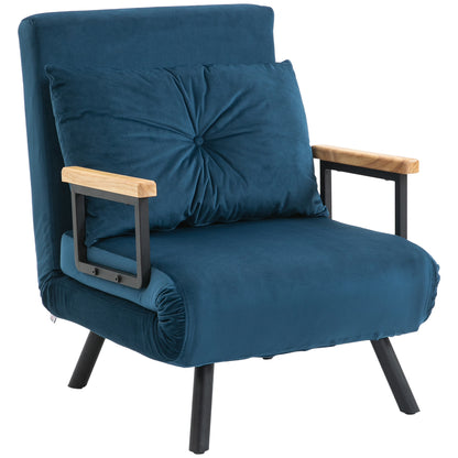 Relaxfauteuil – Relaxstoel – Loungefauteuil – Leesstoel – Scandinavische Stoel – Blauw – Verstelbare Rugleuning – Button-Tufted Kussens