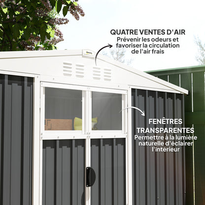 Tuinhuisje – Tuinschuur – Berging – Gereedschapsschuur – Metalen Schuur – 2,7 m² Opbergruimte – Gegalvaniseerd Staal – Ventilatieroosters en Ramen – Dubbele Deuren met Slot – Antraciet