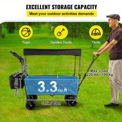 Multifunctionele Bolderwagen – Opvouwbare Wagen – Transportkar – Strandwagen – Tuinwagen – 600D Oxford Materiaal – Grote All-Terrain Wielen