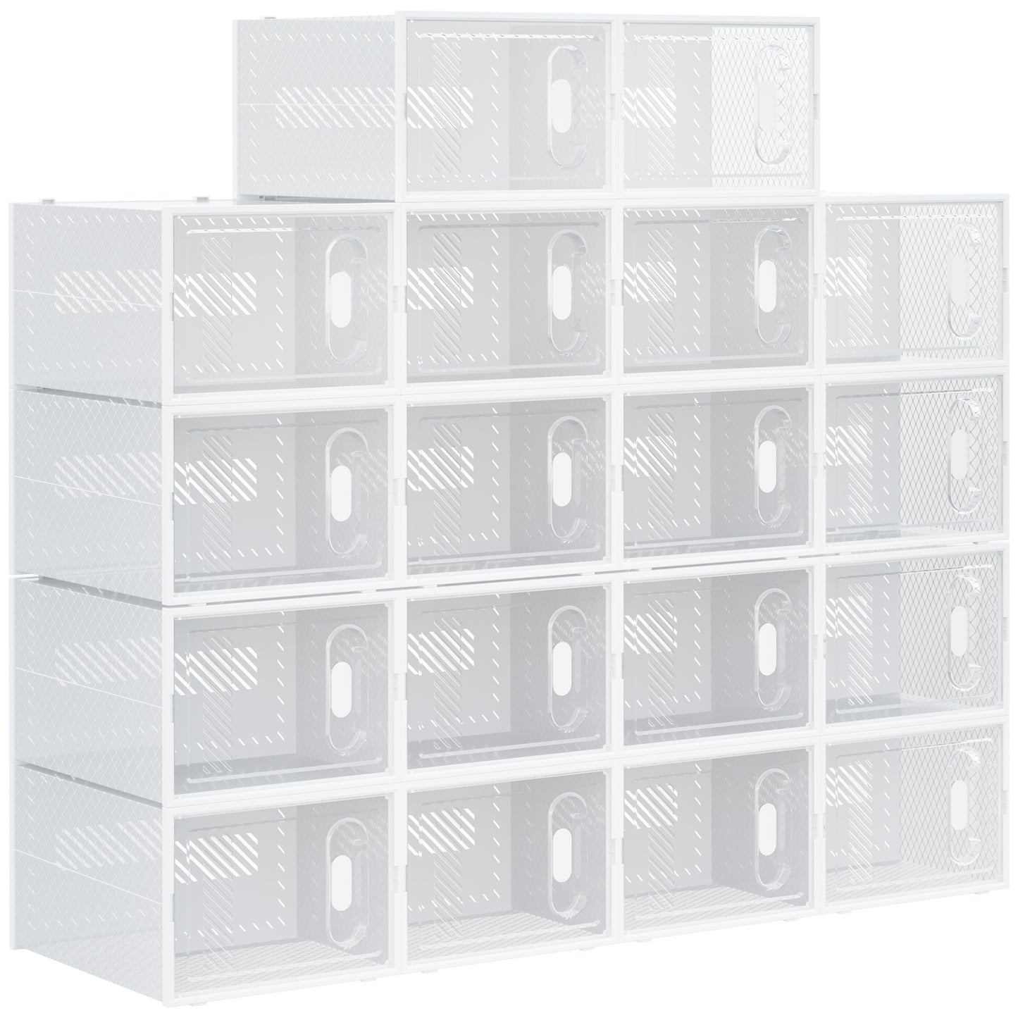 Schoenendozen – Schoenenopberger – Schoenendoos – Schoenendozen Stapelbaar – Schoenendozen Transparant – Set Van 18 – Magnetische Deuren – Ruimtebesparend Design