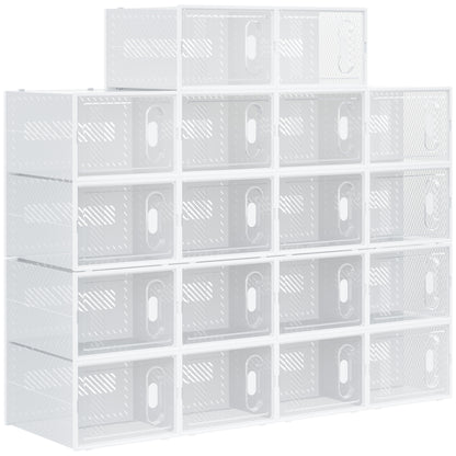 Schoenendozen – Schoenenopberger – Schoenendoos – Schoenendozen Stapelbaar – Schoenendozen Transparant – Set Van 18 – Magnetische Deuren – Ruimtebesparend Design