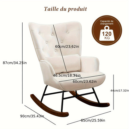Schommelstoel – Relaxstoel – Woonkamerstoel – Nordic Stoel – Wit – Ergonomisch Ontwerp Met Hoge Rugleuning – Stil En Soepel Schommelmechanisme