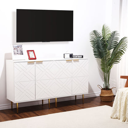 Sideboard – Dressoir – Buffetkast – Opbergkast – Witte Kast – Warm Wit – Verstelbare Planken – Compact Design