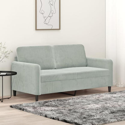 2-zits bank – tweezitsbank – loveseat – zitbank – sofa – lichtgrijs – velvet bekleding – 140 cm breed – stevig houten frame