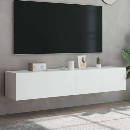 Wandkast TV – Wandschap – Opbergkast – Mediarek – Muurkast – Set Wit – MDF Duurzaam – 80x35x31 cm
