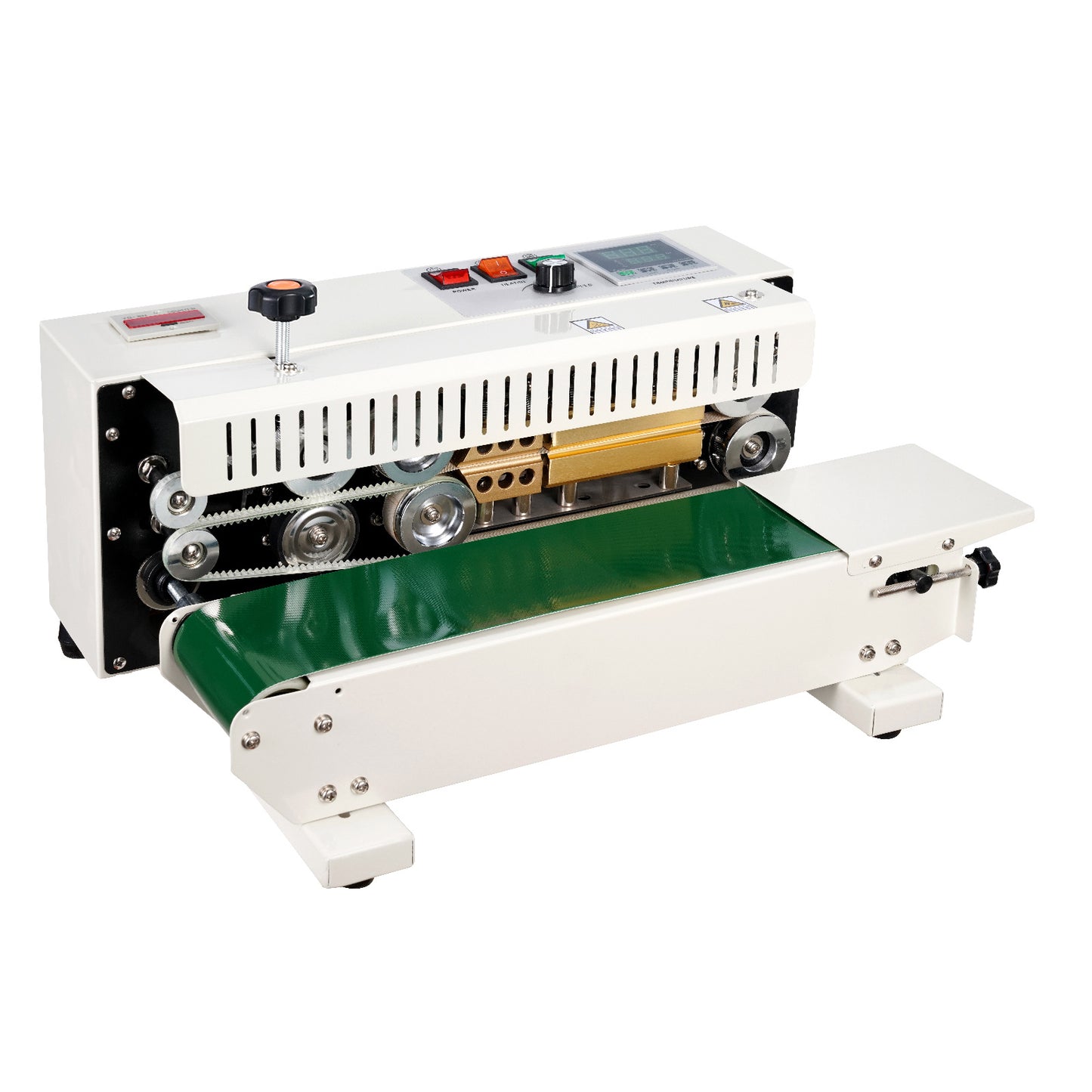 Bandsealer – Continue Sealmachine – Zaksealer – Doorlopende Sealapparaat – Automatische Sluitmachine – Koolstofstaal Behuizing – 600W Vermogen – Tel- en Printfunctie