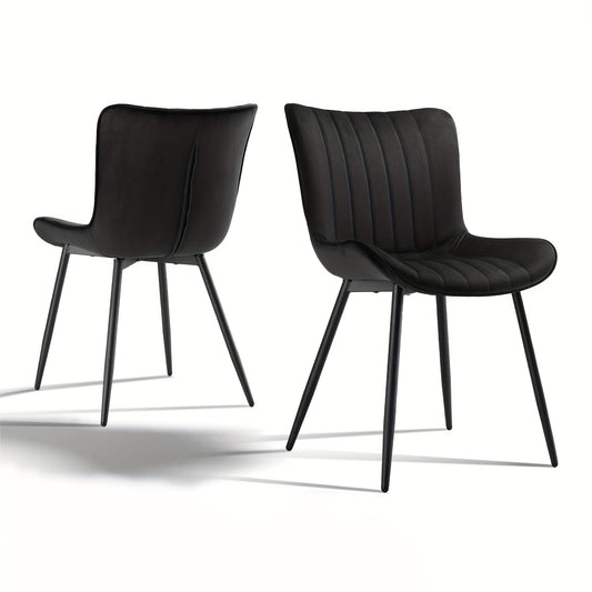 Eetkamerstoel – Stoel – Dinersstoel – Zwarte Stoel – Armless Stoel – Ergonomisch Design – Memory Foam Zitting – Set van 2