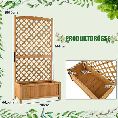 Verhoogde Plantenbak – Bloembak – Kruidenbak – Tuinbak – Plantenbak Met Klimrek – Oranje – Natuurlijk Vurenhout – Met Drainagegaten – 180,5 cm Hoog
