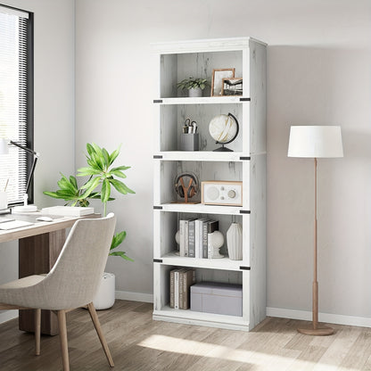 Boekenkast – Boekenrek – Opbergkast – Vakkenkast – Wandkast – 171,2 cm Hoog – Landelijke Stijl Met Achterwand
