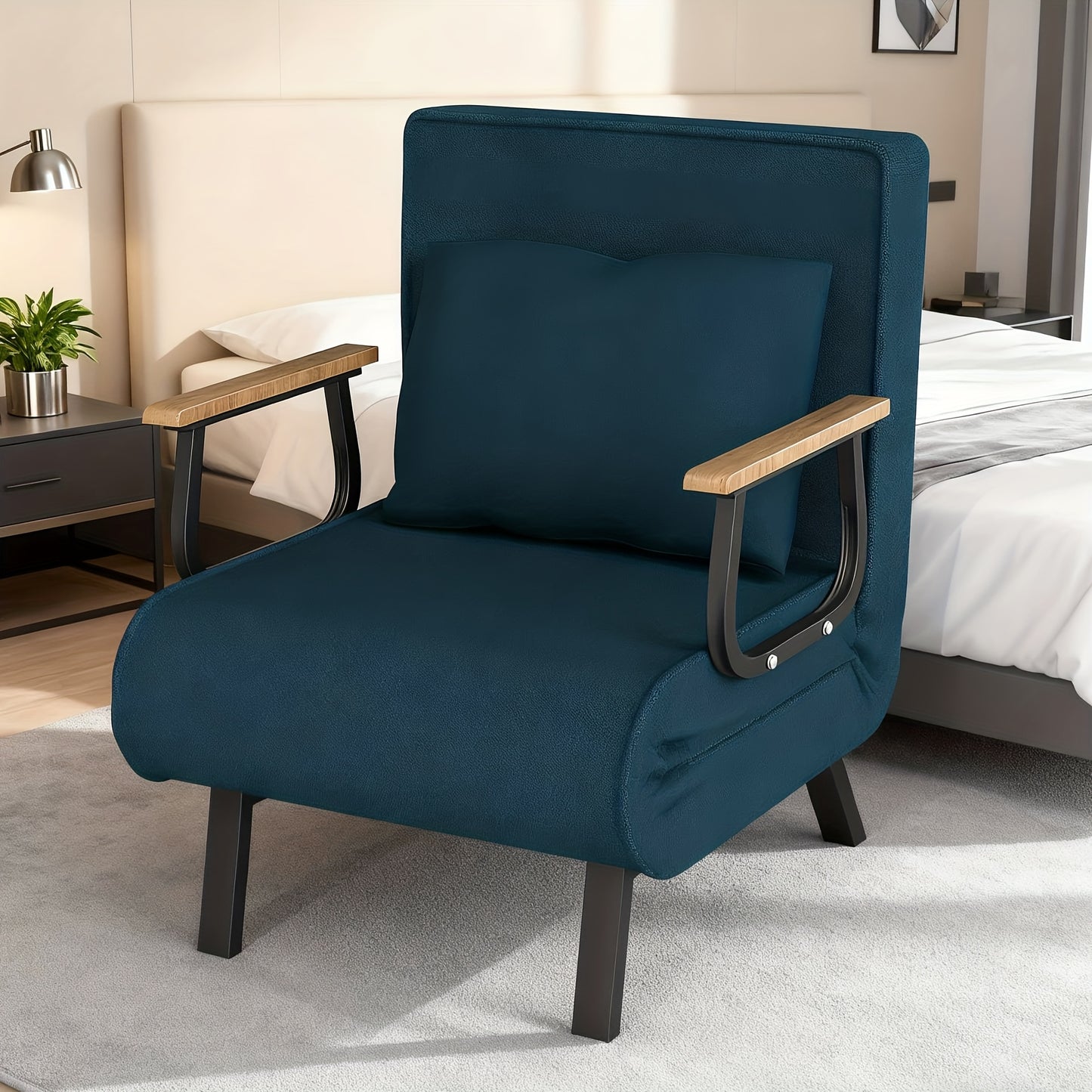 Slaapstoel – Slaapfauteuil – Vouwstoel – Zetelbed – Stoelbed – Matcha Groen – 5-Standen Verstelbare Rugleuning – Traagschuim Comfort