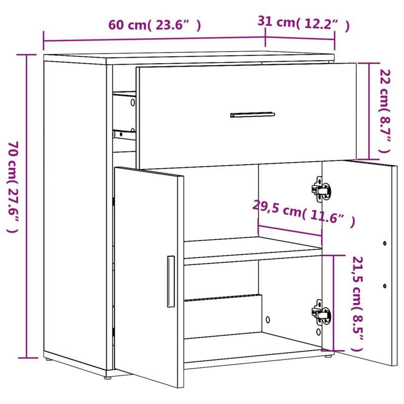 Dressoir – Sideboard – Opbergkast – Ladekast – Kastenmeubel – Grijs Sonoma-Eiken – Duurzaam Houtmateriaal – 60x31x70 cm