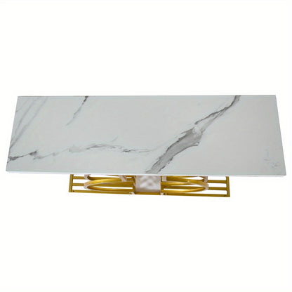 Entreetafel – Sidetable – Bijzettafel – Koffietafel – Speeltafel – Wit MDF – Gouden Onderstel – Compact Formaat 100x35x80 cm – Multifunctioneel Plaatsbaar
