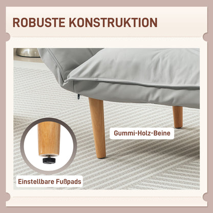 2-in-1 Fauteuil – Lounge Stoel – Vloerstoel – Verstelbare Relaxstoel – Enkelstoel – Lichtgrijs Microvezel – Verstelbare Rugleuning – Verwijderbare Poten