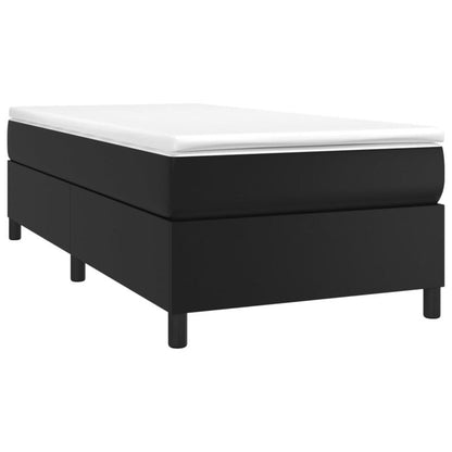 Boxspringbed – Bed – Slaapbank – Ledikant – Bedframe – Zwart Kunstleer – Inclusief Matras 90x200 cm – Laag Profiel & Metalen Frame