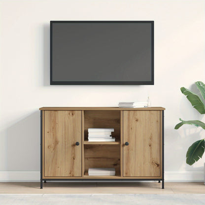 tv-meubel – tv-kast – media meubel – dressoir – televisie meubel – zwart eiken – 101x35x65 cm – gefineerd hout en staal