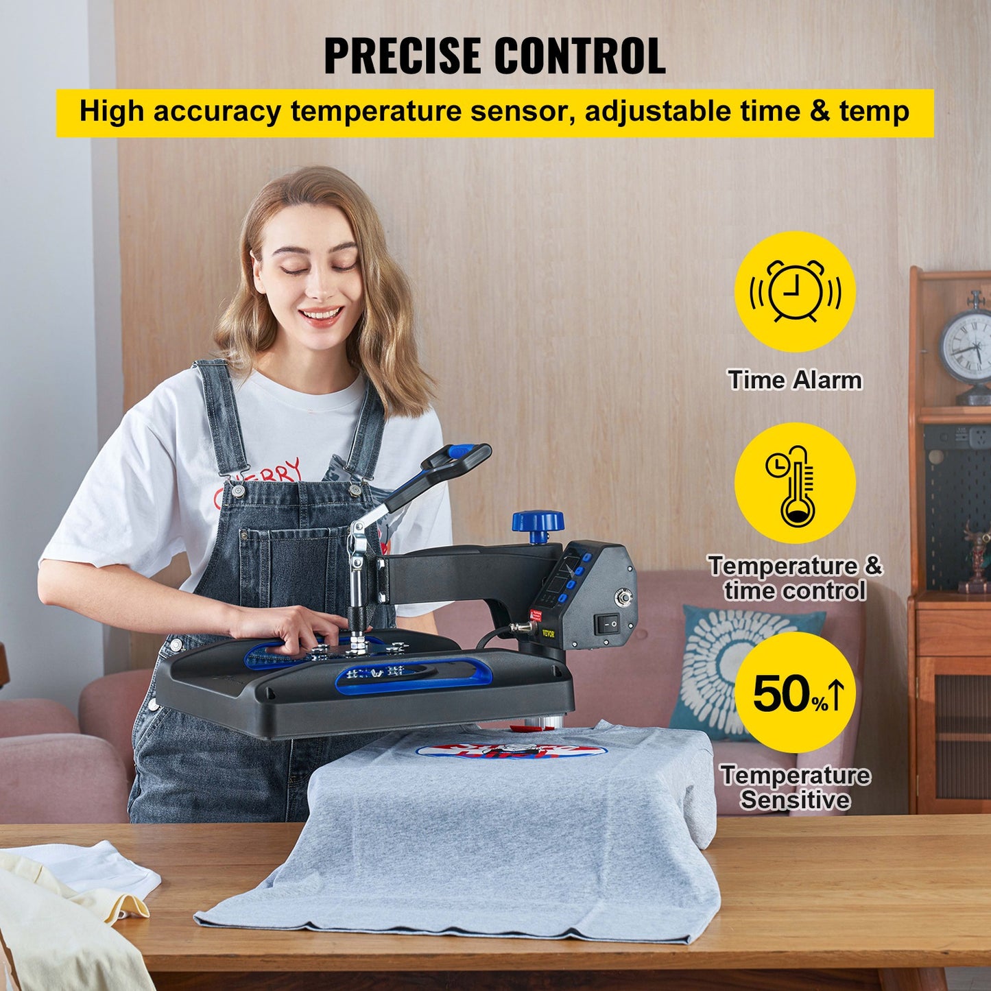 Warmtepers – Hittepers – Textielpers – Sublimatiepers – 30x38 Cm Werkoppervlak – Digitale Temperatuurinstelling – 360° Draaibare Arm