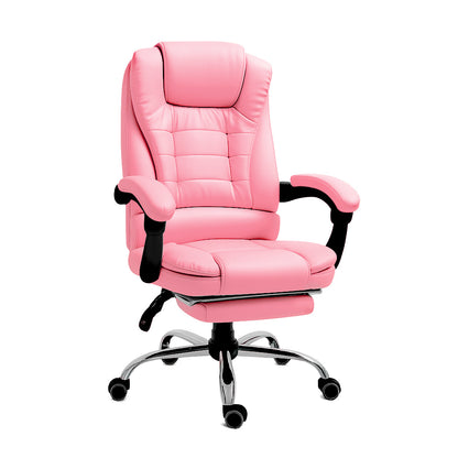 Ergonomische Bureaustoel – Bureaustoel Met Voetsteun – Relaxfauteuil – Kantoorstoel – Draaistoel – Verstelbare Rugleuning Tot 135 Graden – Zithoogte 105-115 cm – Roze Variant