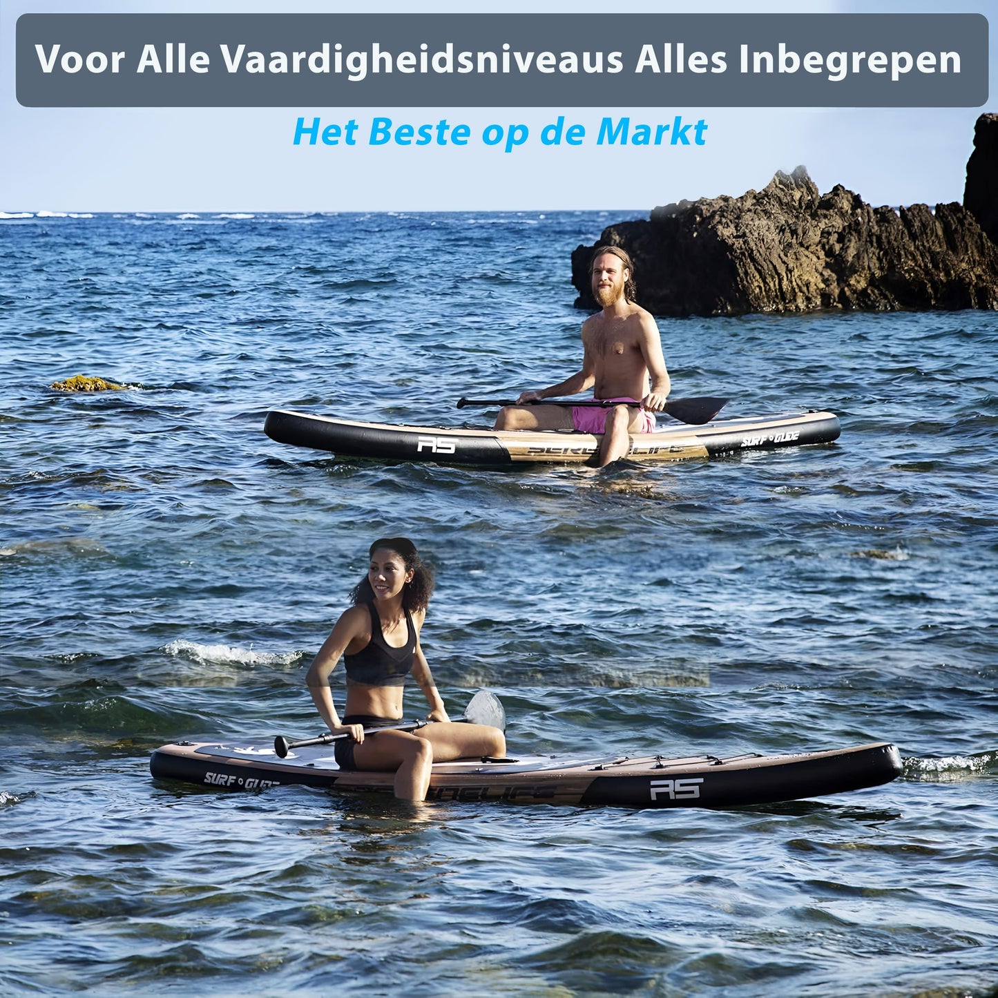 Inflatable Paddleboard – SUP Board – Opblaasbaar Board – Stand Up Paddle – SUP Surfboard – Lichtgewicht PVC – Antislip Deklaag – Compleet Met Peddel en Pomp – 320x81x15 cm – Draagtas Inclusief
